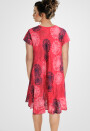 Baumwollkleid mit Blumenmuster kurzarm Rot 42-46 (One Size)