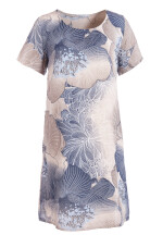 Leinenkleid mit kurzen Ärmeln knielang Blumenmuster