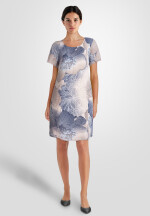 Leinenkleid mit kurzen Ärmeln knielang Blumenmuster