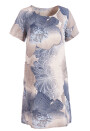 Leinenkleid mit kurzen Ärmeln knielang Blumenmuster