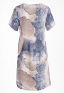 Leinenkleid mit kurzen Ärmeln knielang Blumenmuster