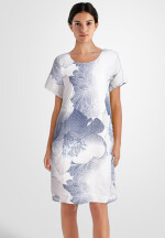 Leinenkleid mit kurzen Ärmeln knielang Blumenmuster...