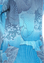 Leinenkleid mit kurzen Ärmeln knielang Blumenmuster Türkis 40 (L)
