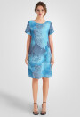 Leinenkleid mit kurzen Ärmeln knielang Blumenmuster Türkis 40 (L)