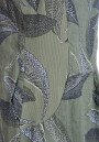 Leinenkleid knielang mit Blattmuster kurzarm Olivgrün 46 (XXXL)