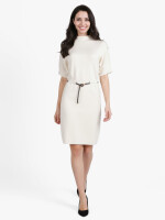 Strickkleid mit Fledermausärmel und Gürtel