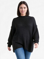 Pullover Grobstrick mit Rundhalsausschnitt Schwarz One...