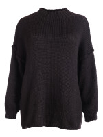 Pullover Grobstrick mit Rundhalsausschnitt Schwarz One Size (44-48)