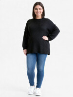 Pullover Grobstrick mit Rundhalsausschnitt Schwarz One Size (44-48)