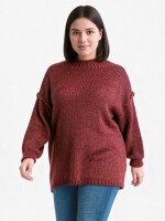 Pullover Grobstrick mit Rundhalsausschnitt Bordeaux One...