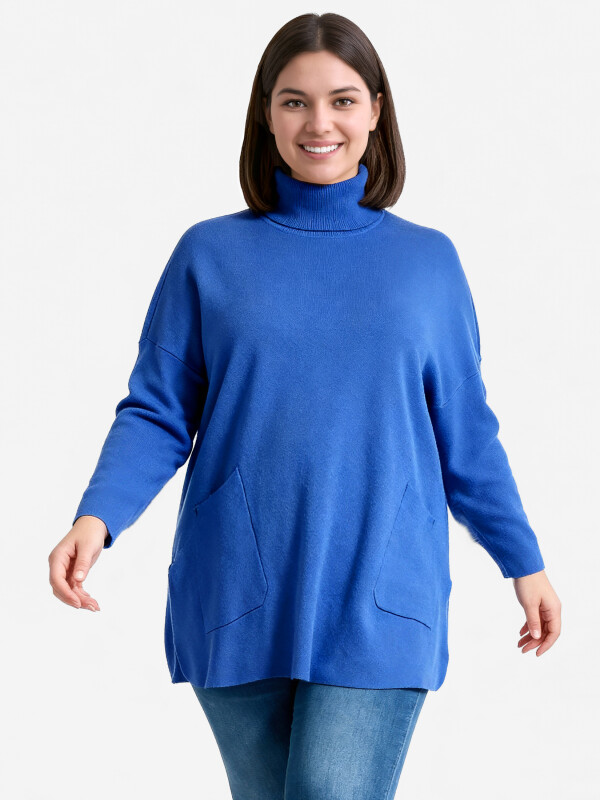 Stricktunika mit Rollkragen Royalblau One Size (42-46)