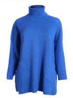 Stricktunika mit Rollkragen Royalblau One Size (42-46)