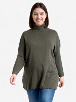 Stricktunika mit Rollkragen Khaki One Size (42-46)