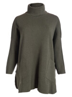 Stricktunika mit Rollkragen Khaki One Size (42-46)