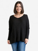Oversized Grobstrick-Pullover mit V-Ausschnitt Schwarz...