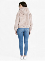 Gefütterte Fellimitatjacke Kapuzenjacke aus Kunstfell