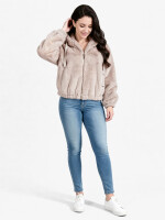 Gefütterte Fellimitatjacke Kapuzenjacke aus Kunstfell