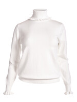 Rollkragenpullover mit Volants Ecru One Size (38-42)