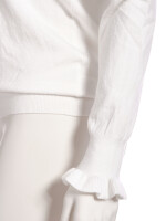 Rollkragenpullover mit Volants Ecru One Size (38-42)