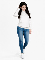 Rollkragenpullover mit Volants Ecru One Size (38-42)