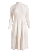 Midikleid Strickkleid tailliert mit ausgestelltem Rockteil  Wollweiß One Size (38-42)