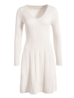 Kurzes Ripp-Strickkleid tailliert mit tiefem V-Ausschnitt