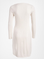 Kurzes Ripp-Strickkleid tailliert mit tiefem V-Ausschnitt