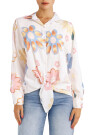 Hemdbluse mit langen Ärmeln Blumenmotiv