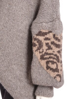 Oversized Pullover mit V-Ausschnitt und Herz-Motiv