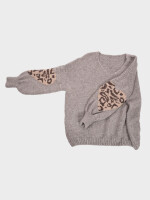 Oversized Pullover mit V-Ausschnitt und Herz-Motiv