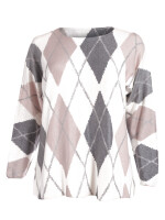 Rundhals-Pullover mit Rautenmuster