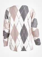 Rundhals-Pullover mit Rautenmuster