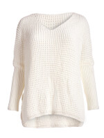 Oversize Grobstrick-Pullover mit V-Ausschnitt