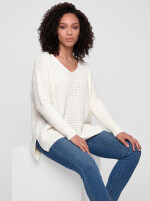 Oversize Grobstrick-Pullover mit V-Ausschnitt