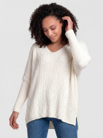 Oversize Grobstrick-Pullover mit V-Ausschnitt