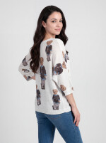 Fledermauspullover mit Teddybär-Allover-Print