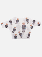 Fledermauspullover mit Teddybär-Allover-Print