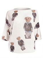 Fledermauspullover mit Teddybär-Allover-Print