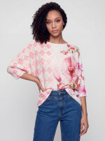 Fledermauspullover mit Blumen-Allover-Print