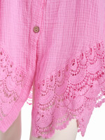 Oversized Musselin Longbluse mit Häkelspitze