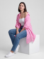 Oversized Musselin Longbluse mit Häkelspitze