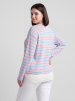 Feinstrickpullover gestreift mit Tüllspitze