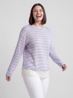 Feinstrickpullover gestreift mit Tüllspitze