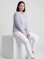 Feinstrickpullover gestreift mit Tüllspitze