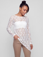 Spitzenshirt Langarm asymmetrisch geschnitten