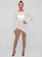 Spitzenshirt Langarm asymmetrisch geschnitten