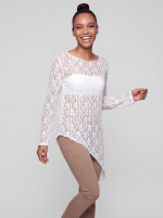 Spitzenshirt Langarm asymmetrisch geschnitten