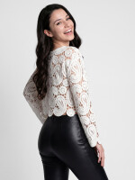 Spitzenshirt Langarm aus Häkelspitze