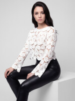 Spitzenshirt Langarm aus Häkelspitze