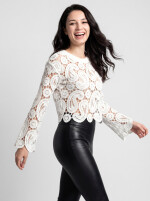 Spitzenshirt Langarm aus Häkelspitze